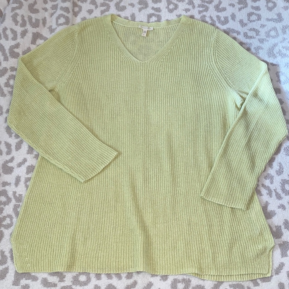 Eileen fisher lime green linen sweater
